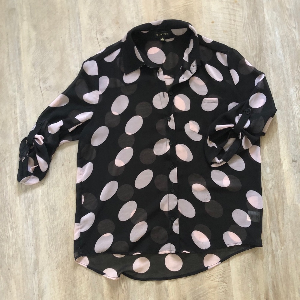 Sheer polka dot blouse